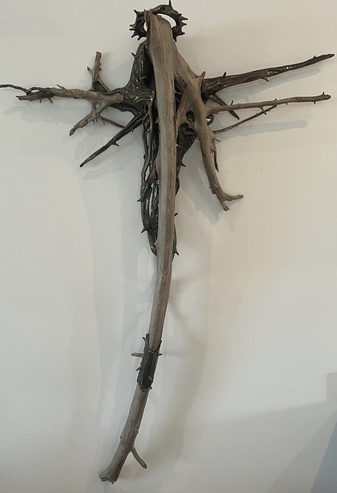 James Ferrari's driftwood cross, crafted from Australian pine found on the Florida coast